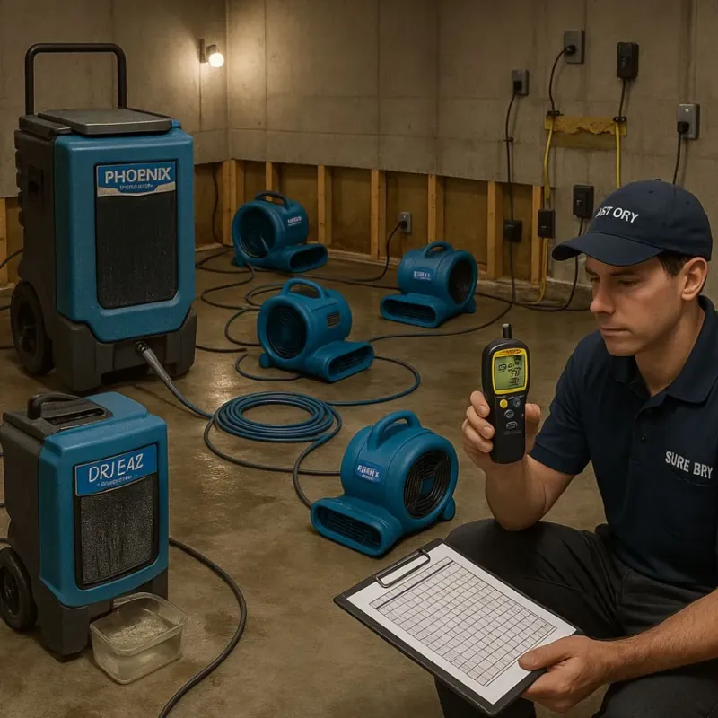 Structural Drying and Dehumidification process in Sheffield, IA
